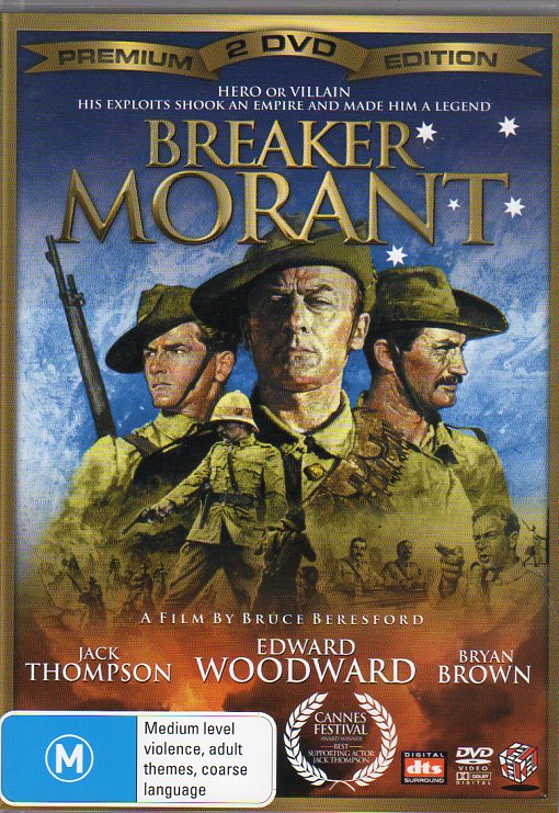 Cat. No. DVDM 1182: BREAKER MORANT ~ EDWARD WOODWARD / JACK THOMPSON / JOHN WATERS / BRYAN BROWN / LEWIS FITZ-GERALD. STH AUST. FILM CORP. C-110859-9.