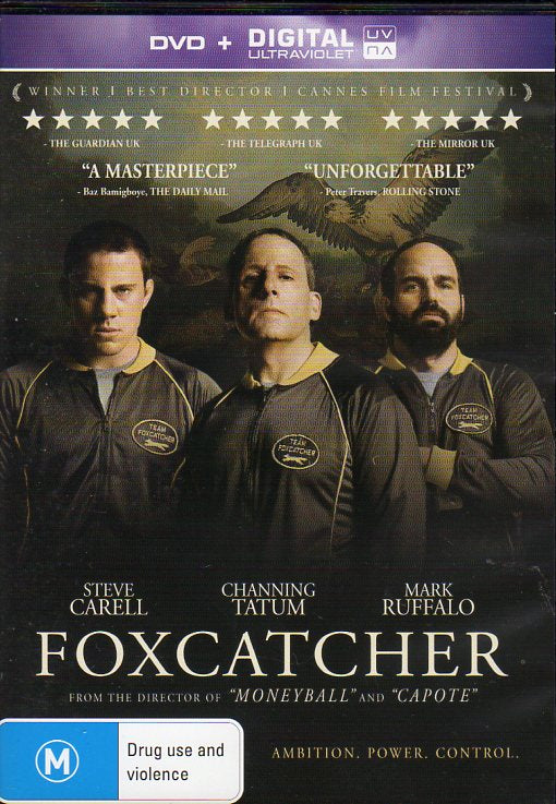 Cat. No. DVDM 1129: FOXCATCHER ~ STEVE CARELL / CHANNING TATUM. ROADSHOW R-115251-9.