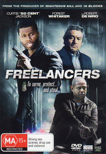 Cat. No. DVDM 1123: FREELANCERS ~ CURTIS "50 CENT" JACKSON / ROBERT DE NIRO / FOREST WHITAKER. UNIVERSAL / SONY D93723.