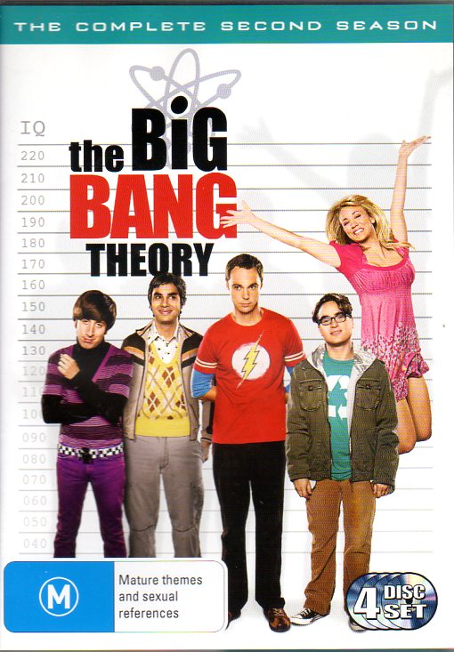 Cat. No. DVDM 1081: THE BIG BANG THEORY - SEASON 2 ~ JOHNNY GALECKI / JIM PARSONS / KALEY CUOCO / SIMON HELBERG / KUNAL NAYYAR / SARA GILBERT. WARNER BROS. Y25741.