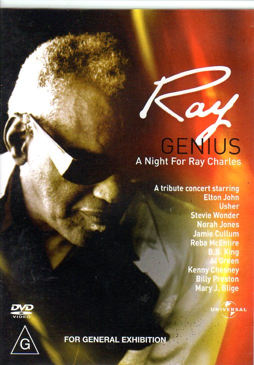 Cat. No. DVD 1312: VARIOUS ARTISTS ~ RAY GENIUS - A NIGHT FOR RAY CHARLES. UNIVERSAL 8232976.