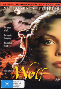 Cat. No. DVDM 1196: WOLF ~ JACK NICHOLSON / MICHELLE PFEIFFER / JAMES SPADER / KATE NELLIGAN / CHRISTOPHER PLUMMER. PAYLESS UNI 3007.