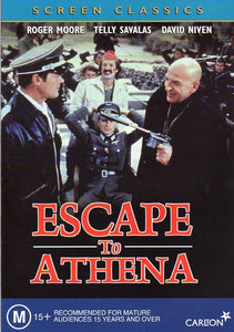 Cat. No. DVDM 1552: ESCAPE TO ATHENA ~ ROGER MOORE / TELLY SAVALAS / DAVID NIVEN. CARLTON PICTURES / MAGNA PACIFIC DVD04112.