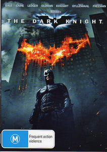 Cat. No. DVDM 1055: THE DARK KNIGHT ~ CHRISTIAN BALE / MICHAEL CAINE / HEATH LEDGER / GARY OLDMAN / MAGGIE GYLLENHAAL / MORGAN FREEMAN. WARNER BROS. Y22495.